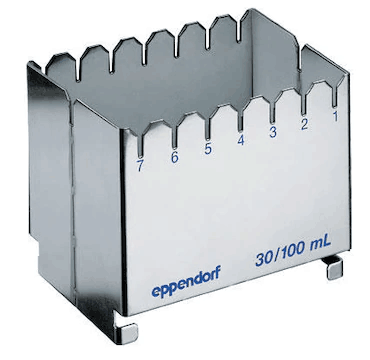 德國艾本德（Eppendorf）ReservoirRack,用于存放10mL、30mL和100mL試劑槽。最多可以放置7個試劑槽模塊或試劑槽